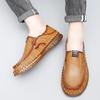 Handmade Leather Men Casual Shoes Luxury Designer Soft Men's Loafers Non-slip Brown Slip On Flats Man Moccasins Large Size 38-47