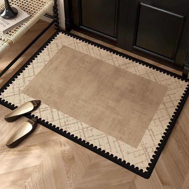 Entrance Doormat Welcome Rug Stain-resistant Wear-resistant Floor Mat Solid Color Geometric Pattern Carpet Home Decoration Rugs