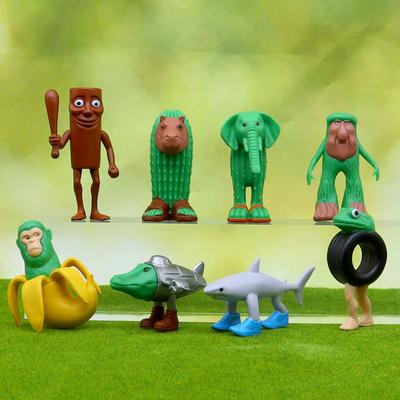8PCS Italian Brainrot Anime Action Figures Tung Tung Tung Sahur Ornaments Figure Funny Meme PVC Toy Model Home Decor Kids Gift