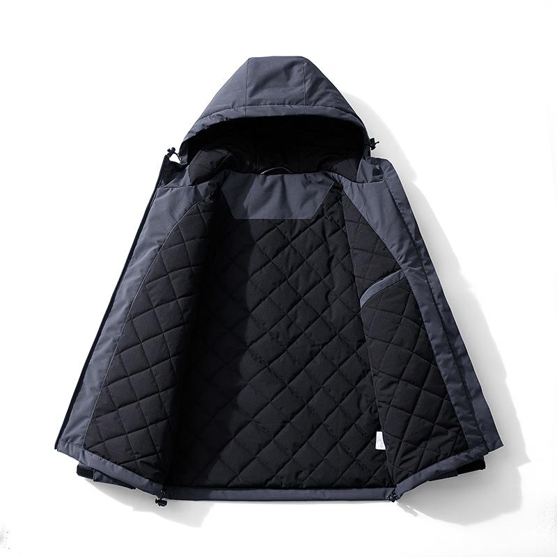 Men's Windproof Waterproof Cotton-padded Two-piece Set Winterproof Warm Cotton-padded Hooded Jacket