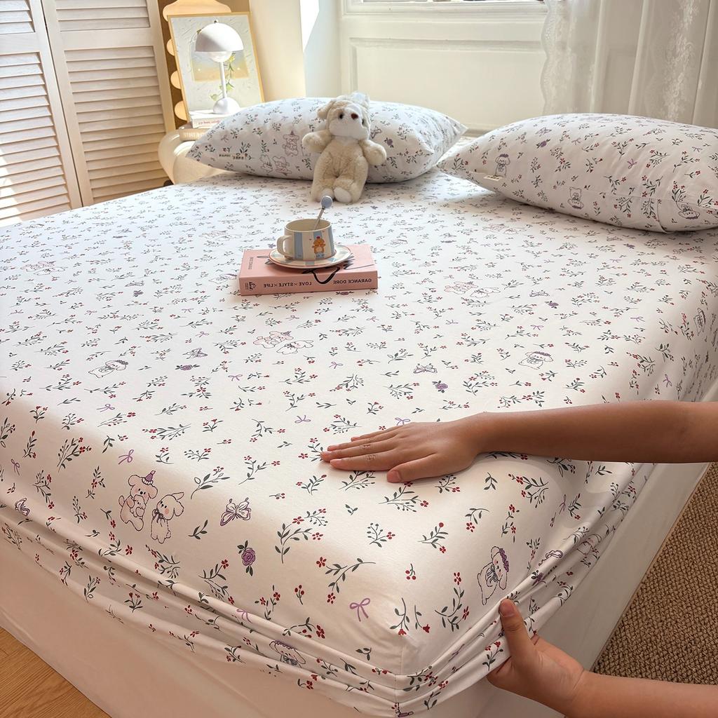 100% Cotton Bed Sheets Bed Bedroom Flower Printed Bed Cover Bedding (excluding Pillowcases) Single/Queen/King Washabl