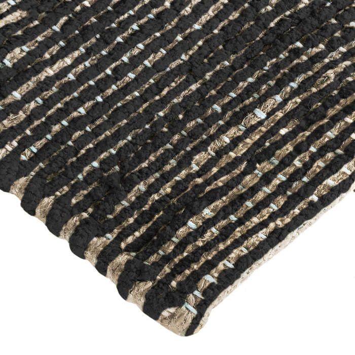 Handmade Jute and Cotton Chenille Rug In Black 120x170