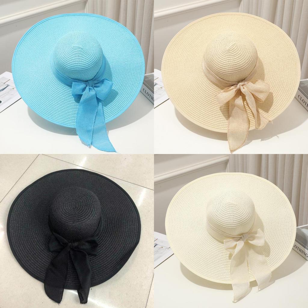 Large Edge Straw Hat With Sun Protection For Women Summer Beach Fashion