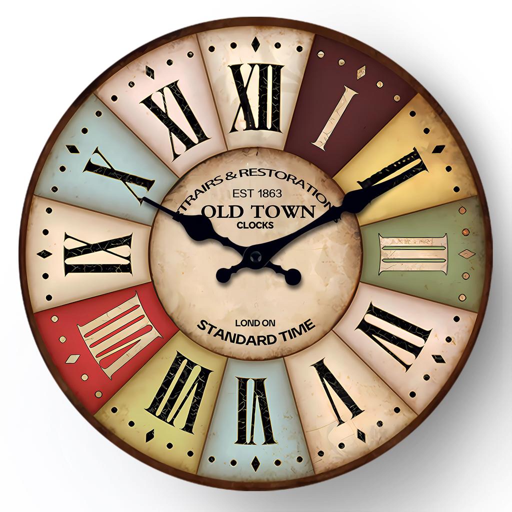 12 Inch Vintage Wooden Clock Coffee Shop Bar Living Room Bedroom Silent Wall Clock Home Decoration Quartz Clock Holiday Gift