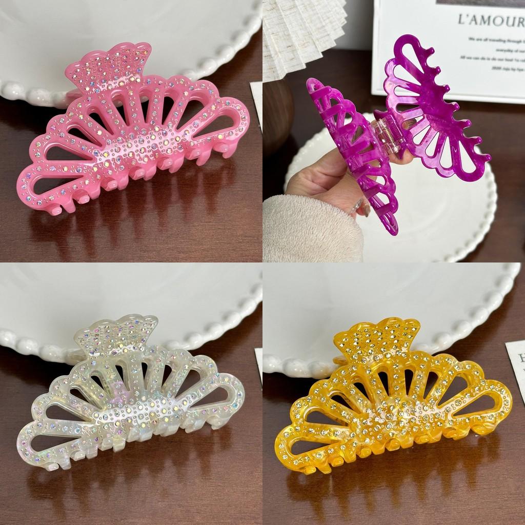Stunning Diamond Embedded Acetate Hair Claw Clip For Thick Hair In Chic Colors Perfect For Winter Season