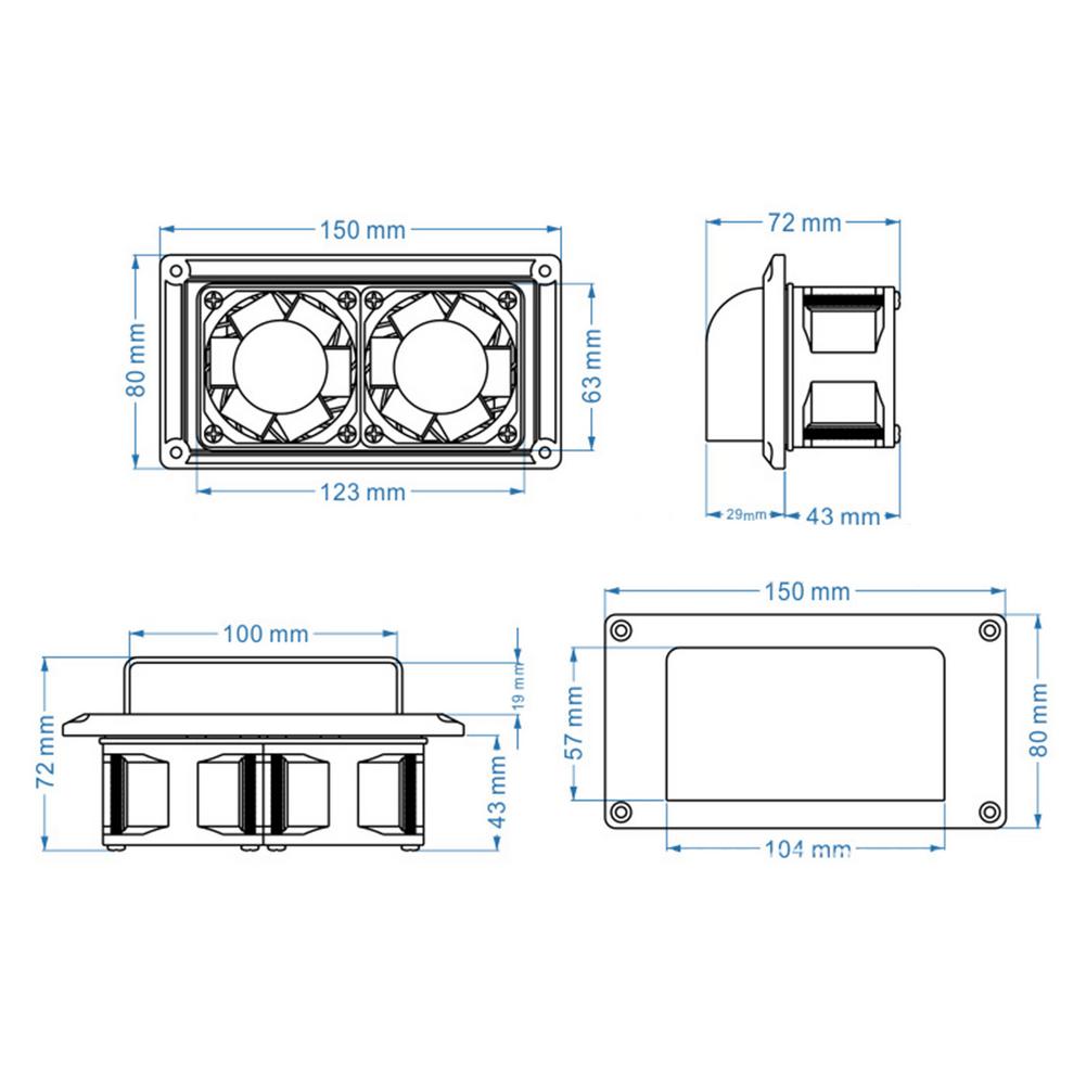 Super Silent Side Air Ventilation Exhaust Fans - 12V 25W RV Side Air Vent Port Range Hood With Internal Grid For Caravan Campe