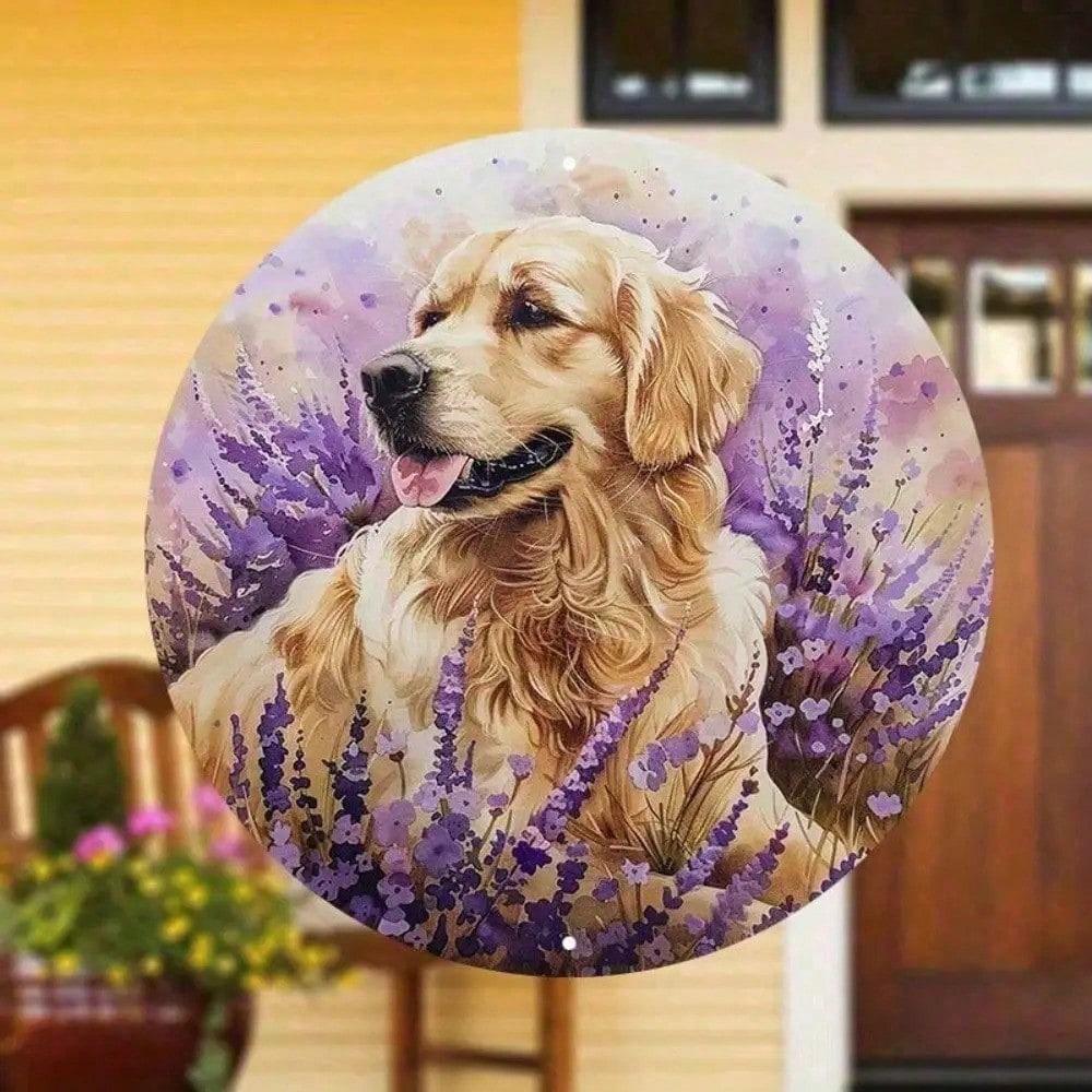 

8 Inch Golden Retriever Floral Tin Sign Rustic Metal Wall Art for Home Kitchen Decor разноцветный
