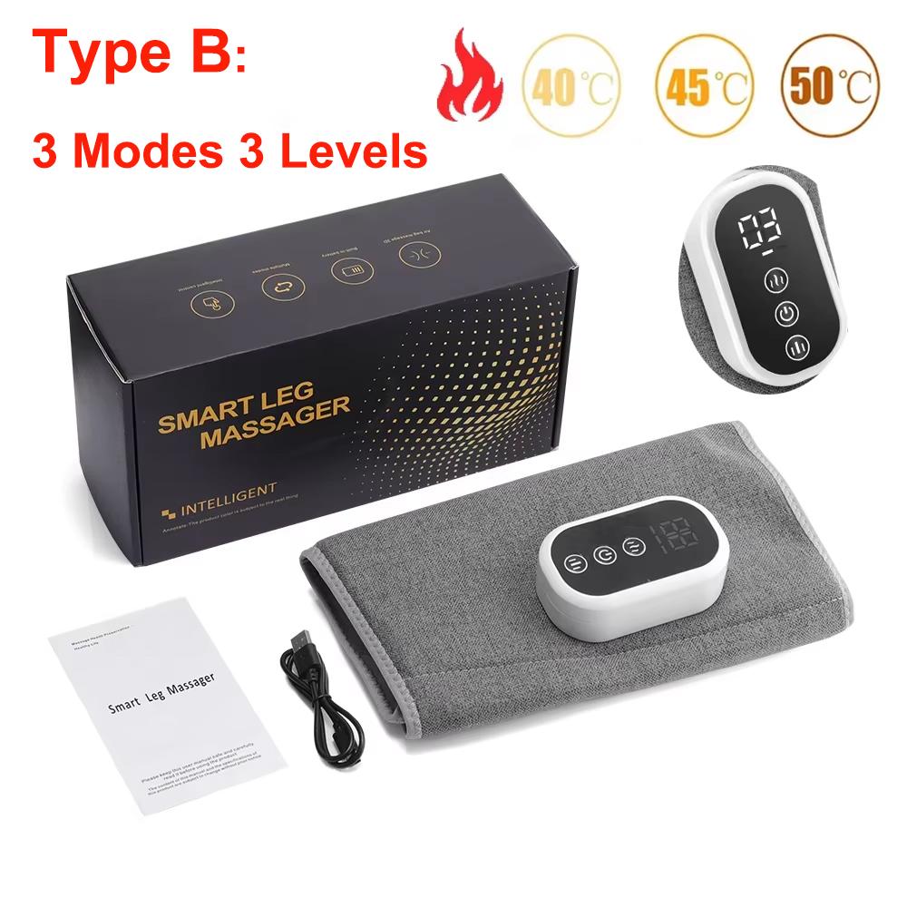 Wireless 360° Air Pressure Calf Massager 3 Level Hot Compress Airbag Compression Massage Leg Muscle Foot Relax Blood Circulation