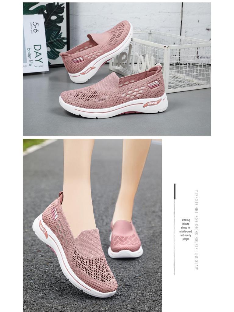 Summer 2025 Breathable Mesh Walking Shoes for Women - Comfortable Casual Shoes for Middle-Aged and Elderly