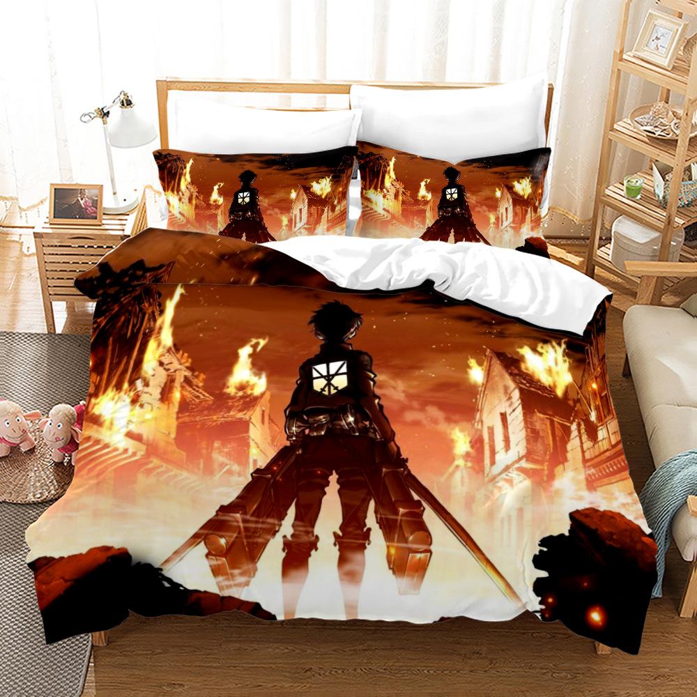 Attack On Titan Bedding Set Single Twin Full Queen King Size Attack On Titan Bed Set Children Kid Bedroom Duvetcover Sets 3D 003