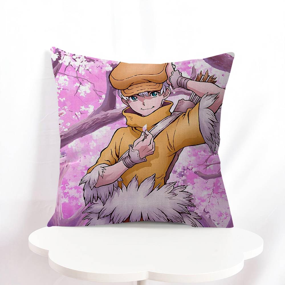 

I-Ishigami Senku Cartoon Pillow Cover Sofa Cushion Cover Home Room Decoration Children Gift 16x16Inch