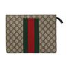 [Pre-Owned] GG Supreme Vintage Logo Stripe Web Canvas Clutch - Very Good #1KCEKB0