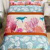 Katze Bettbezug Set Aquarell Wal Fischen Bettwäsche Set Ozean Meereswelle Bettdeckenbezug Marine Nautisch Themen Tagesdecke Bezug