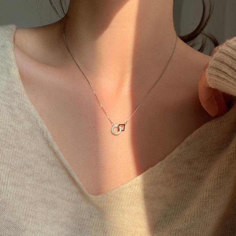 Silver Plated Minimalist Necklace Pendant Collarbone Chain For Women Elegant Layering Chain Jewelry Gift