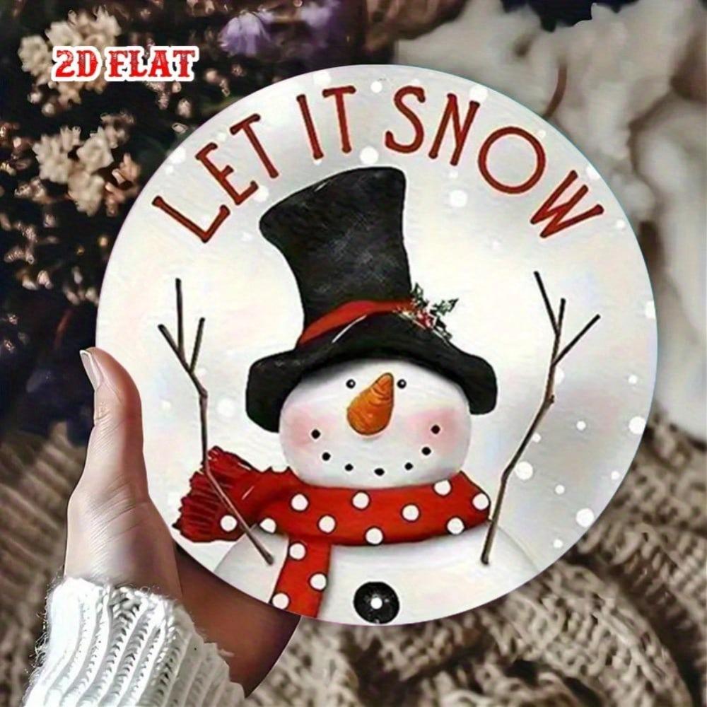 Snowman Tin Metal Sign Vintage Winter Wall Decor Red White Polka Dots Home Cafe Christmas Holiday Decoration