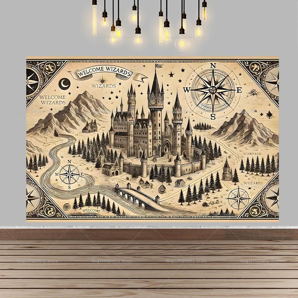 Magic Academy Theme Party Decoration Backdrop Harry Potter Kids Birthday Party Decor Banner Baby Baptismal Party Supplies