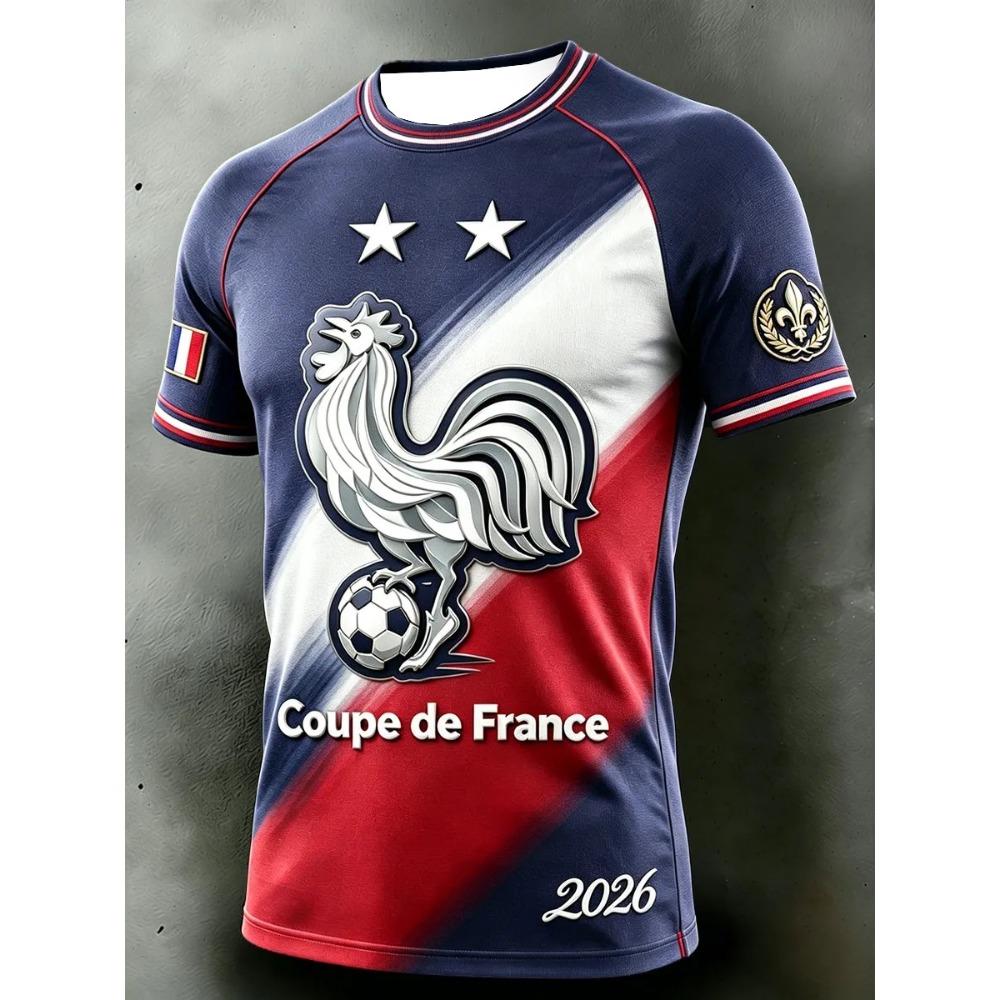 Francouzský Fotbalový Fanoušek Tričko Krátký Rukáv Prodyšné Rychleschnoucí Streetwear Ležérní Fotbalové Tričko Módní Pánské 2026 Nové