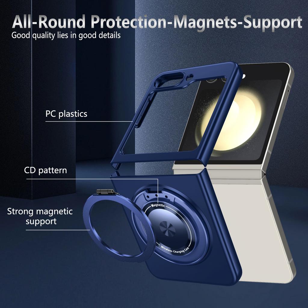 For Samsung Galaxy Z Flip7 FE 5G/Z Flip6 5G Magnetic Case Rotating Kickstand PC Hard Phone Cover