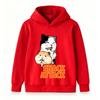Kids Boys Girls Hoodie, Cute Cat Hamster Snack Attack Print Casual Long Sleeve Pullover Sweatshirt for Daily Wear