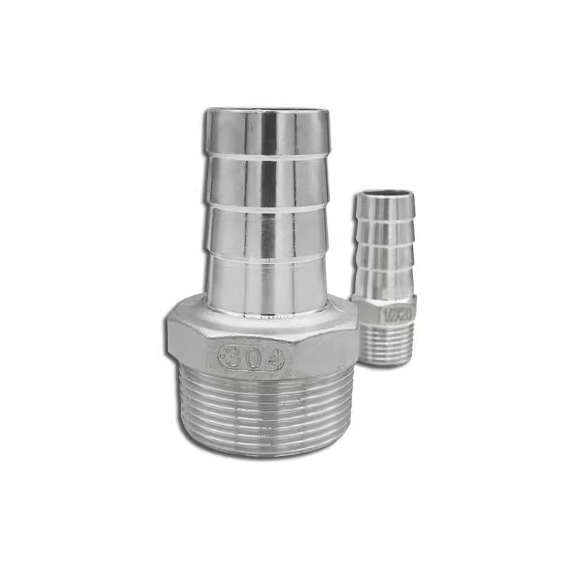 1" Hexagonal Barb Connector, 304 Stainless Steel for Water Pipe Hose, 316 Male Thread Plug