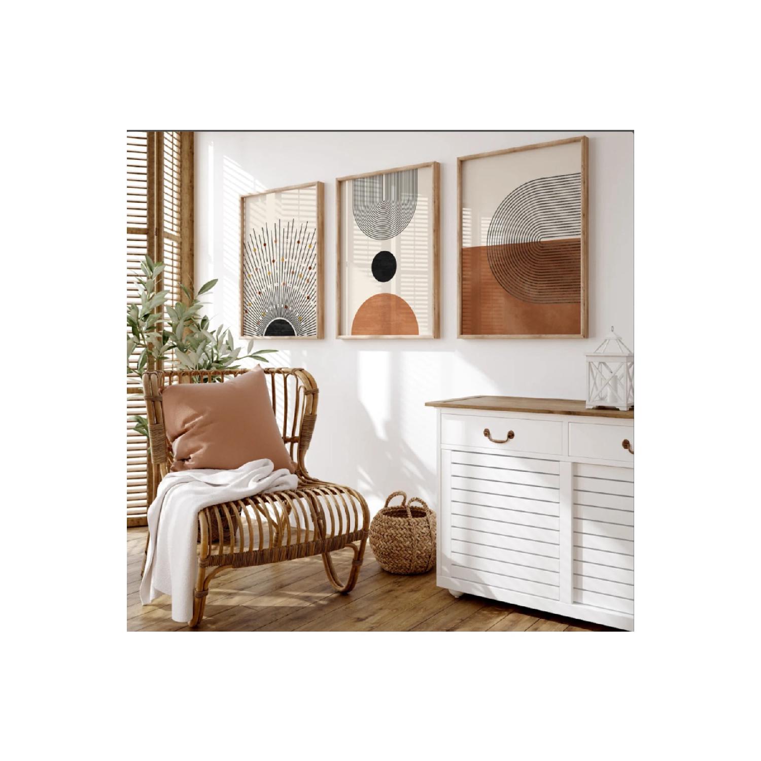 

Минималистская деревянная 3-х комплектная абстрактная декоративная картина в рамке