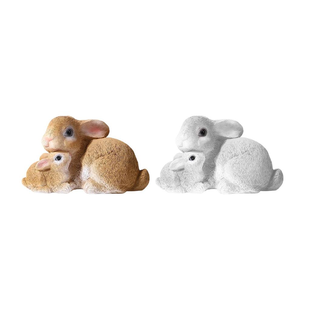 Decorative Rabbit Figure Resin Sculpture Desktop Statue for Farmhouse Landscape Easter Centerpiece