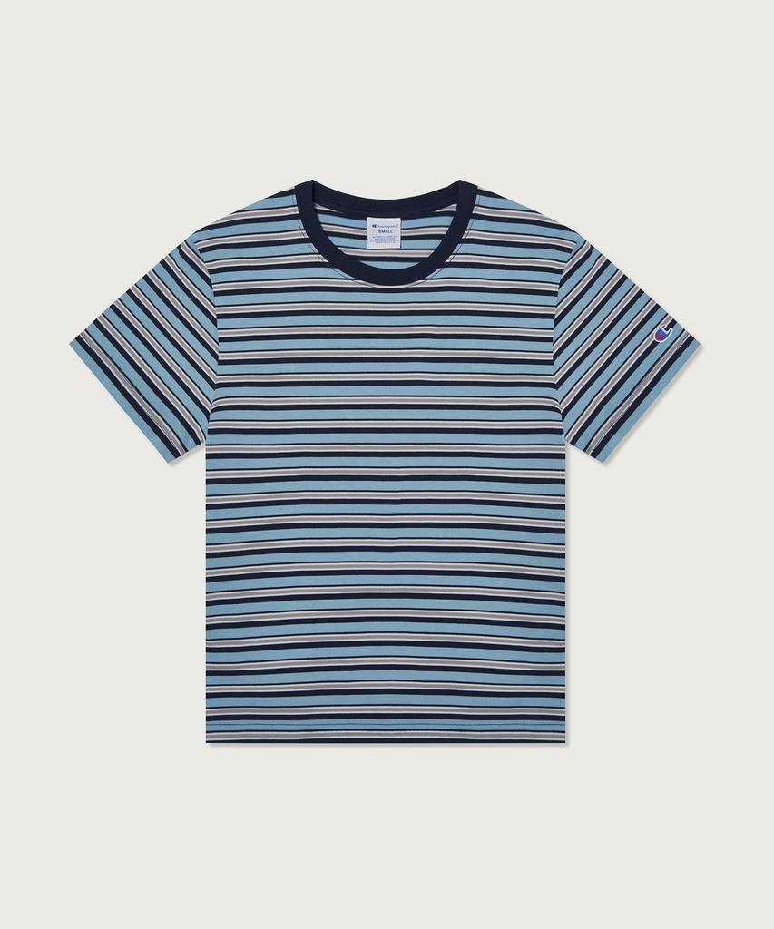 CHAMPION Women'S C-Logo Striped T-Shirt Blue