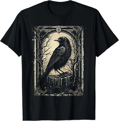 Crow Tarot Card T-Shirt – Halloween Custom Graphic Tee for Men & Women