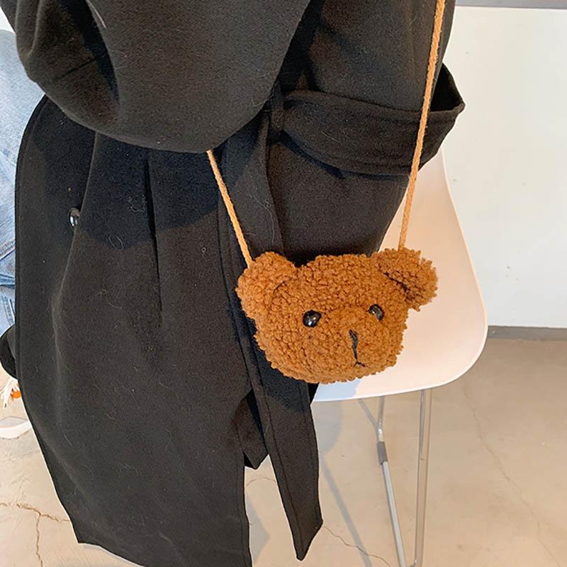 Cute Bear Plush Shoulder Bag For Children Kids Cartoon Messenger Bags Kawaii Plush Purses Little Girls Stuffed Animals Backpack