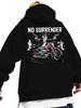 LML No Surrender Biker Skull New Men's Clothing Cool Street Style Printed Hoodie On the Back Warm Free Style Sweatshirt for Couple
