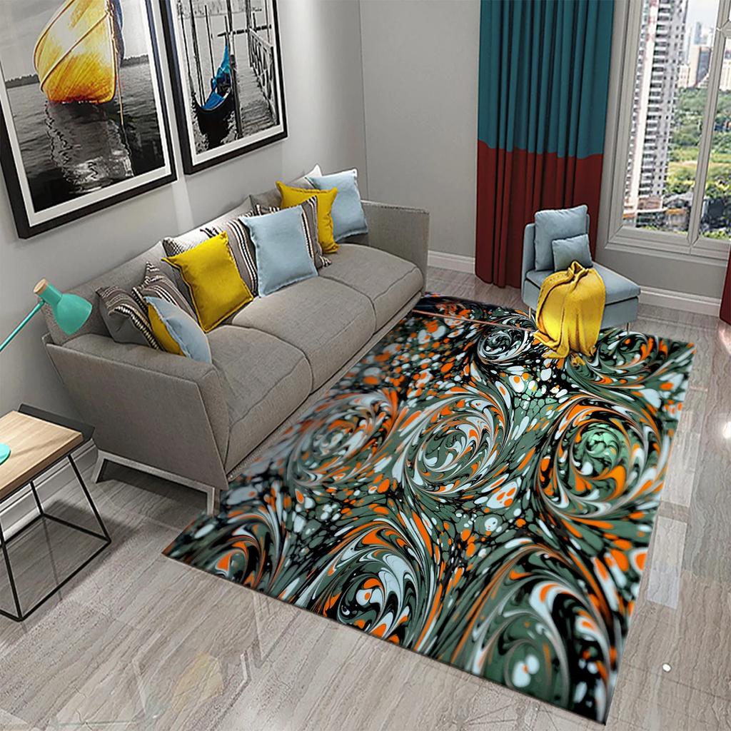 Colorful Marbling Carpet for Bedroom Bathroom Living Room Entryway Rug Non-Slip Rug Floor Carpet Kitchen Entry Rug Home Decor