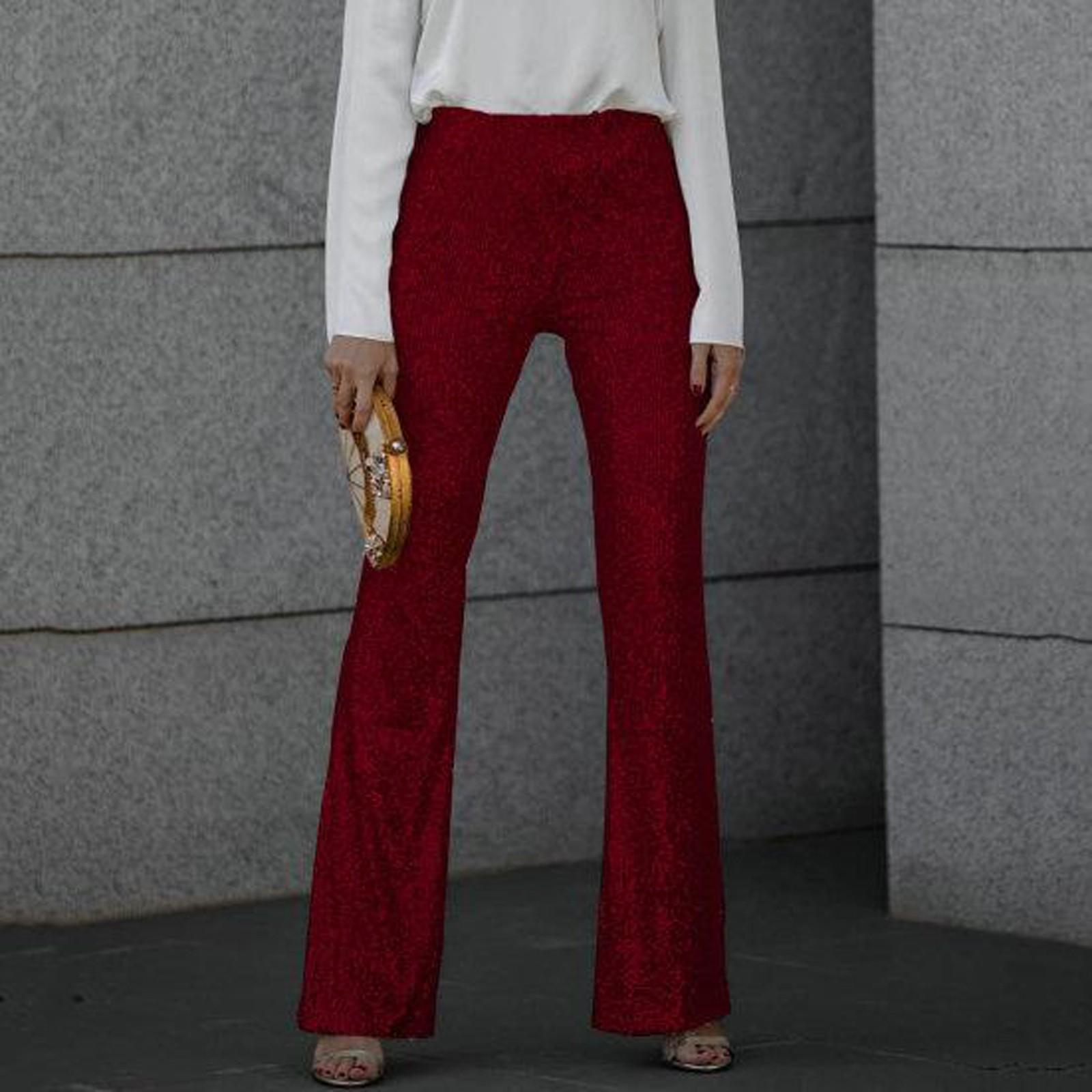 

Брюки для женщин, нарядные, повседневные, с высокой талией, укороченные, модные летние брюки с карманами XL винный