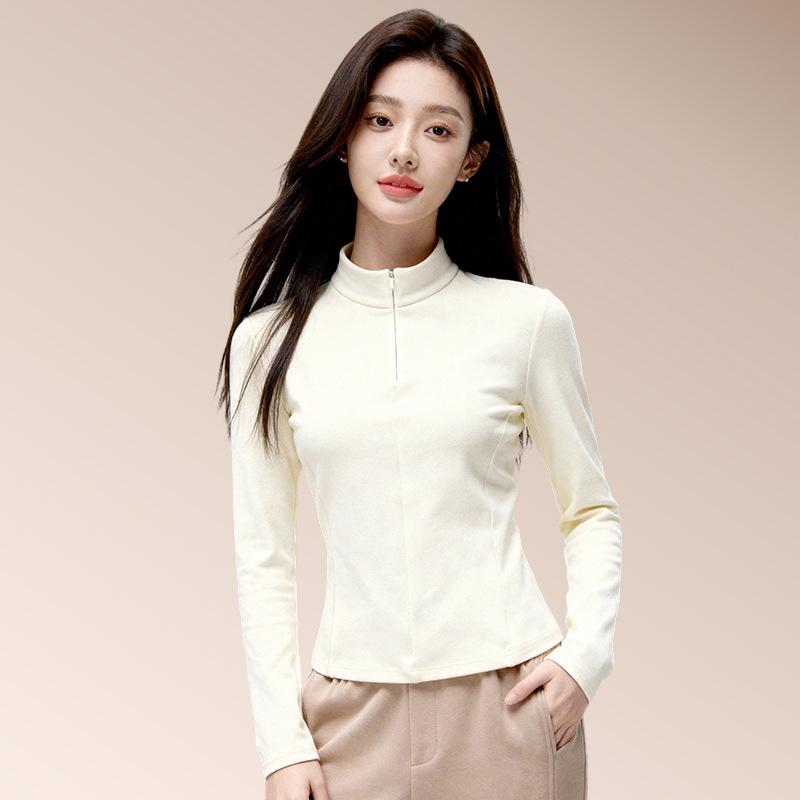 Women s Double-Sided Fleece Half-Zip Long-Sleeve Slim Fit Top - Warm Autumn/Winter Base Layer M