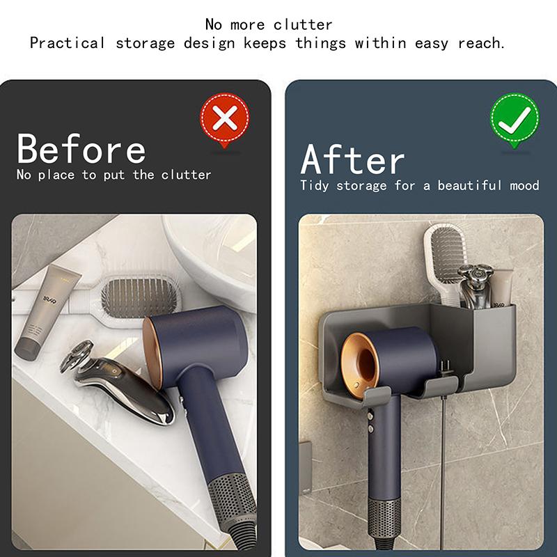 Hair Dryer Storage Holder Bathroom Wall Mounted Storage Holder Home Shelf Storage Shelves Accessories Hair Brush Storage Bracket