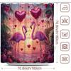 Valentine's Day Flamingo Shower Curtain - Seaside Sunset Design, Polyester Woven,  Washable, 70.8x70.8", Fashion Bathroom Decor