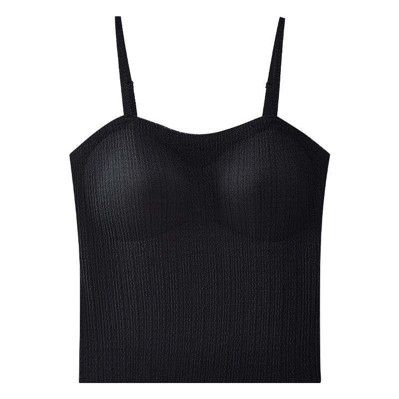 

New unique and chic small suspender vest, summer wear beautiful back with chest pad and sleeveless top inside. m (recommended 47.5-57.5kg 34abc=75abc) чёрный