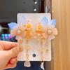Sweet Pink Hair Clip Chinese Style Flower Tassel Hairpins Styling Accessory Barrette For Girls