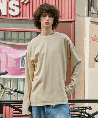 Peullukeu Pigment Long Sleeve T-Shirt Light Beige Flt701