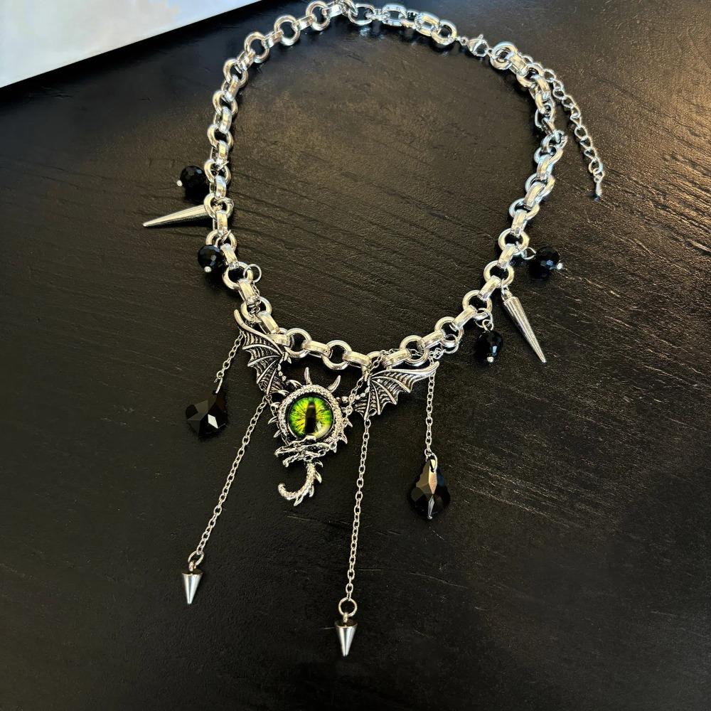 Wings Metal Chain Necklace Eye Punk Gothic Necklace Elegant Ghost Necklace Women  Gifts