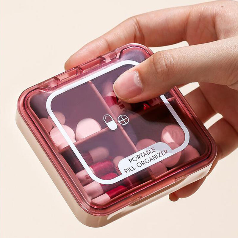 1PC Week's Medicine Organizer Portable Mini Style Plastic Divided Pill Box Essential for Outdoor Trips Transparent version