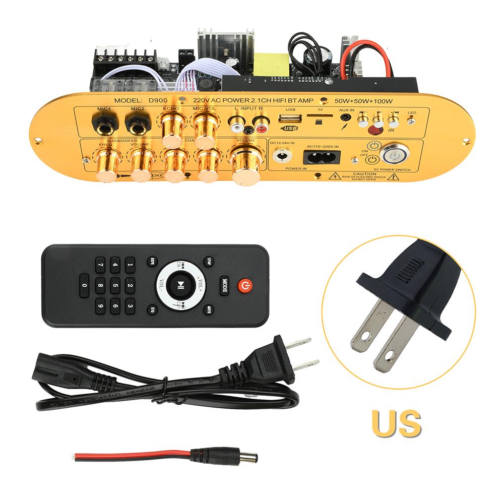 D900 2.1 Channel Bluetooth Amplifier Board High Power Subwoofer Digital Amp for Home Use DC 12-24V AC 110-220V 50W+50W+100W