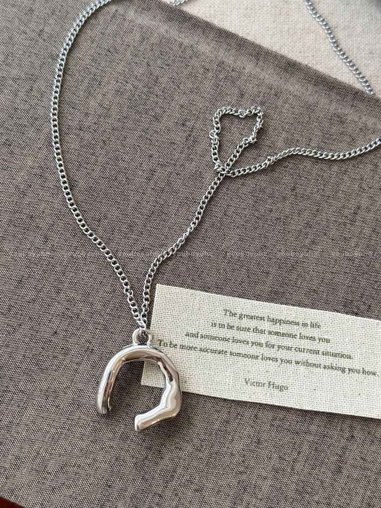 Koreanische Silber Geometrischer Anhänger Lange Halskette - Vielseitige Alltags-Pulloverkette für Frauen