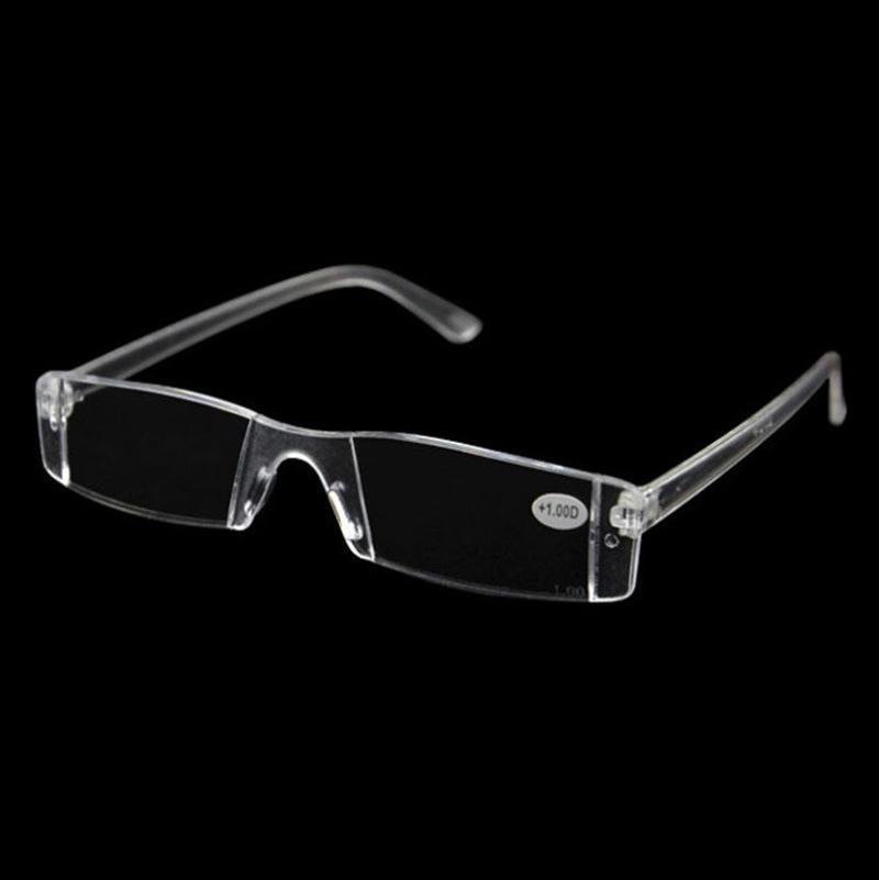 Günstige Unisex-Presbyopie-Brille, Lesebrille, klar, randlos, Lesebrille, transparent, klar, +1,00–+4,00 Dioptrien