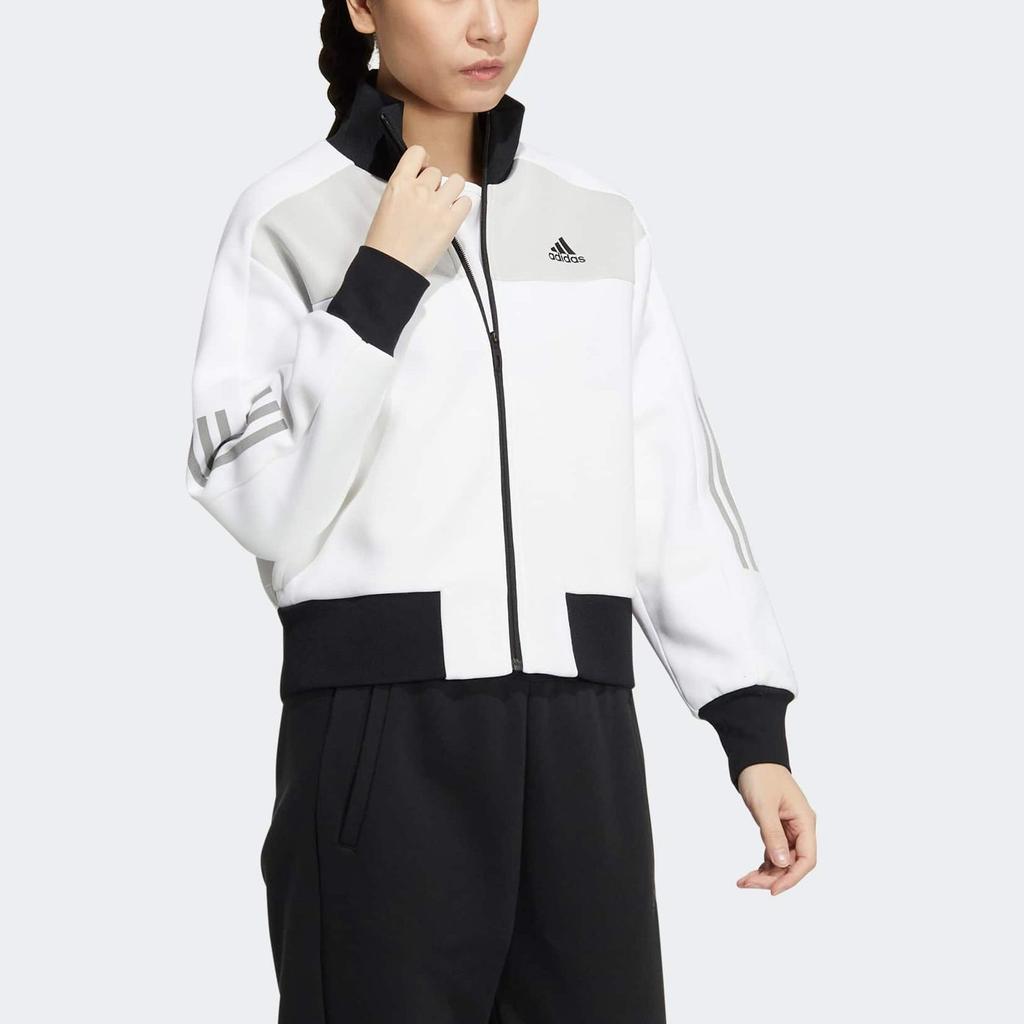 Adidas Jackets Women's White Stand Collar Moderate HM7089