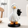 Talos Halloween Gås Figur, Heks Hat Harpiks Ornament, Sød Spøgelse Statue til Bordplade Kaminhylde Feriedekoration