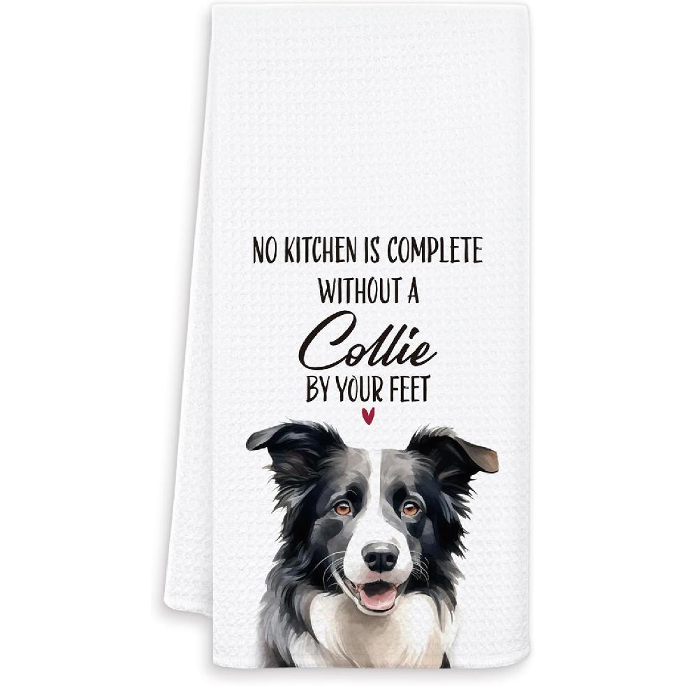 Border Collie Kitchen Towels, Border Collie Gifts for Women, Dog Dish Tea Towels for Kitchen, Funny Border Collie Hand Towels, Dog Kitchen Decor,