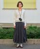 Sseomweeobeoteo Button Shirring Long Skirt - Charcoal