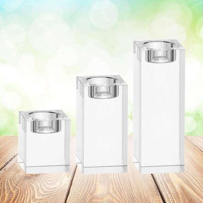 Stylish Crystal Holder 3pcs Cube Shape Tealight Stand for Home Decor Festive Party Wedding Centerpiece Decoration