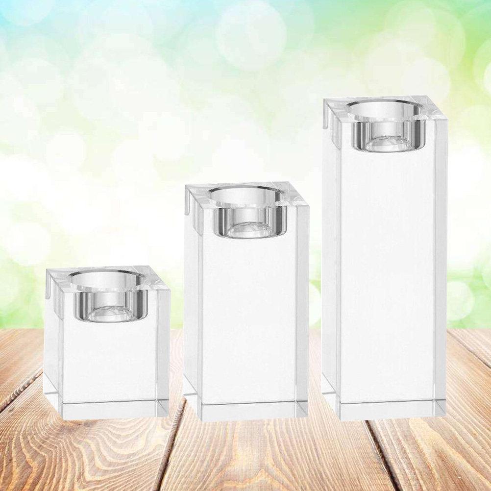Stylish Crystal Holder 3pcs Cube Shape Tealight Stand for Home Decor Festive Party Wedding Centerpiece Decoration