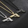 Stainless Steel Gun Charm Pendant Necklace for Men Women Chunky Power Jewelry 60cm Silver/Gold Color Metal Accessories